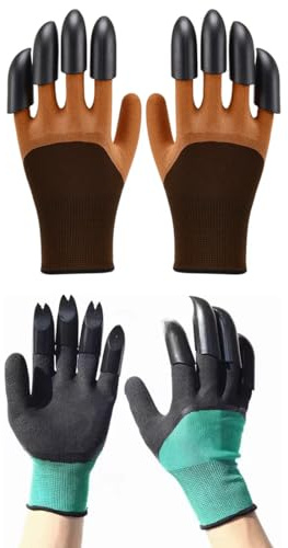 ZAMXHUG 2 Paar Gartenhandschuhe mit Krallen - robuste komfortable Handschuhe zum Graben, Gartenhandschuhe Dornenfest, wasserdichte Gartenhandschuhe, Schutzhandschuhe für Graben, Gartenarbeit