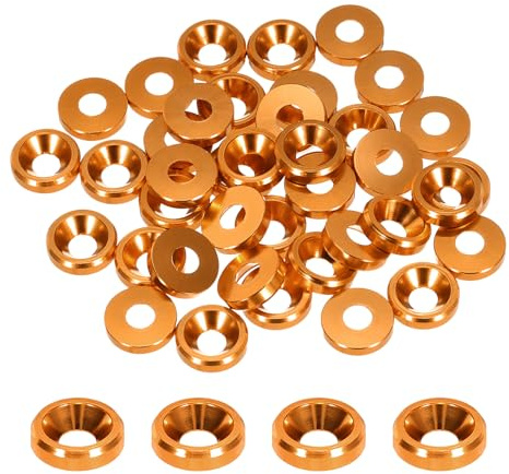 QUARKZMAN Lot de 40 Rondelles Coniques M3 à Tête Fraisée (Orange) | Diamètre du Trou 3,1 mm/0,12 Pouce, Rondelles en Aluminium pour Vis Rc/Fpv/Pc/Drone/Pièces de Modèles