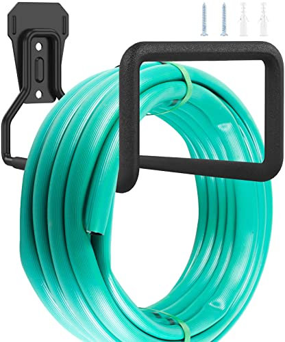 Hosepipe Holder for Wall Metal Garden Hose Pipe Hanger Wall Mounted Heavy Duty Cable Tidy Storage Bracket Shed Hose Reel Holder with Fittings for Water Hose Extension Cords 19x12cm (1PC)
