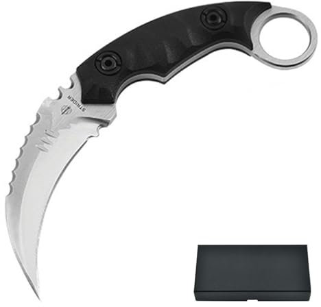 STARSAY Outdoor Messer Knivedc Karambit Messer Feststehende Klinge Survival D2 Stahl EDC Camping Jagd Wandern Messer mit Kydexscheide Gürtelmesser 16cm (Schwarzer Griff)