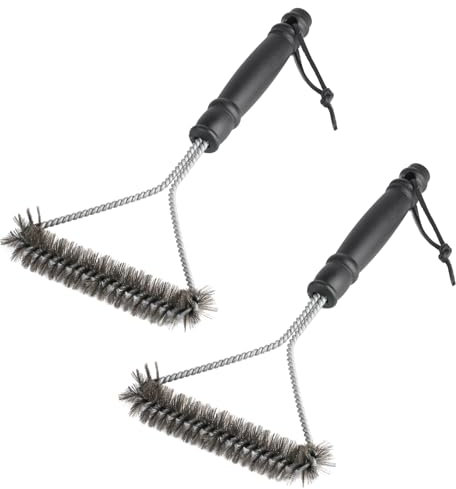 2 Pz Spazzola Barbecue, Spazzola Triangolare Barbecue, Spazzola per Pulizia Barbecue, Spazzola BBQ, Spazzola Pulizia Forno Barbecue in Acciaio Inox per Tutti i Tipi di Griglia Accessori Barbecue