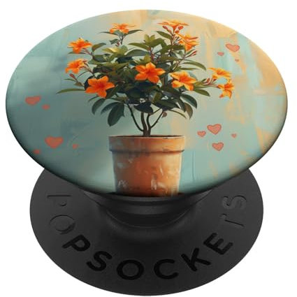 Oleander Plant In Pot Cottagecore Hearts Graphic PopSockets Swappable PopGrip