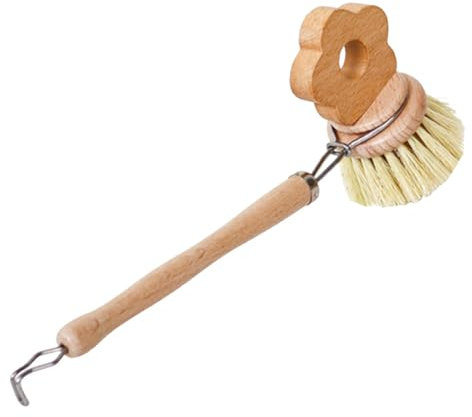 zwxqe Dishwashing Brush Set, Ergonomic Pot Brush, Kitchen Scrubbing Tool, Portable Kitchen Brush, Wooden Dish Scrubber, Multifunctional Pot Brush, Sink Scrubber Tool for Home Use, 25x9.5cm and 25x10cm