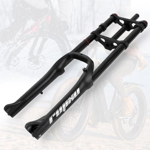 BSFHQS Fat Bike Federgabel 20 Zoll 4.0 Fat Reifen Scheibenbremse E-Bike Mountainbike Gabel 120mm Federweg 9mm QR BMX Fahrrad LuftGabel Mountain Front Gabel 1-1/8 Zugstufe Einstellbar(Black)