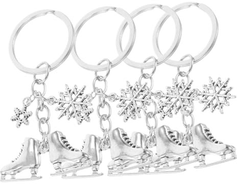 VALICLUD 4stücke Pack Schlüsselanhänger Eislaufschuhe Aus Langlebiger Mit Schneeflocken-motiv Kreatives Winter-souvenir Für Sportfans Praktisch Und Wiederverwendbar