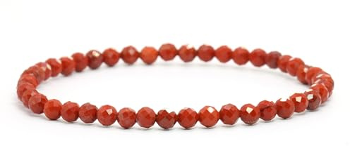 LAKADA Echtes Edelstein Armband mit facettierten 4mm Perlen Heilstein Schutzstein Edelsteinarmband Glücksbringer Talisman Geschenk
