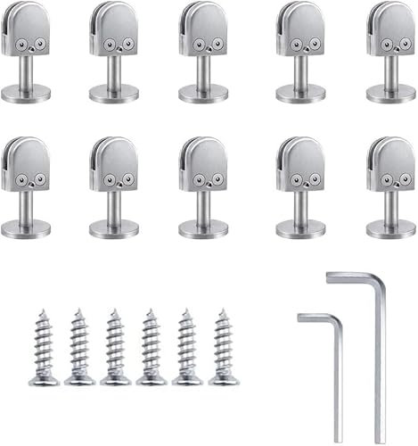 Pinces à verre, pinces à panneaux de verre, Pinces à verre en acier inoxydable 304, support de garde-corps en U, clips en verre for rampes d'escalier, pinces for étagères en verre, lot de 10