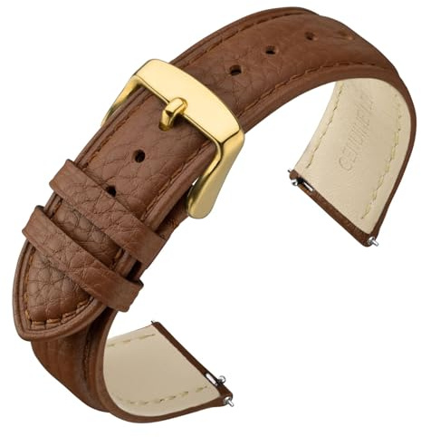 ANNEFIT Uhrenarmband 16mm 18mm 19mm 20mm 22mm Leder, Schnellverschluss Armband mit Weich Gepolstert für Herren Damen