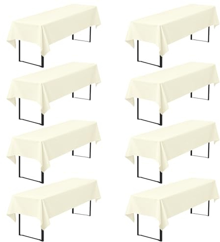 Pesonlook 8er-Pack Premium Biertischdecken 260 x 110 cm, Beige Biertischdecken für Bierzeltgarnitur, blickdichte Polyester-Biertischdecken, waschbare Tischhussen für Bankette im Freien (Beige)