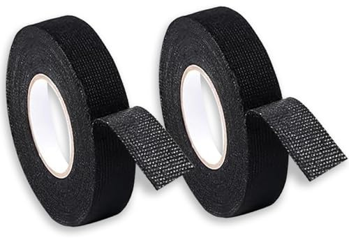 2 Rolls Fabric Tapes Polyester Velvet Wire Harness Tape is Wear Heat Flame Retardant Sound Insulation and Noise Reductionand Adhesive Free Automotive and Motorcycle Cable Fixing Tape 19MM*15M