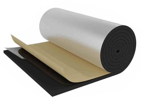 Rouleau Isolant Ignifuge en Aluminium Autocollant, Isolation phonique et Thermique pour Voiture, épaisseur 5 à 30 mm, pour Murs, sols et toits (53,82 pi², épaisseur 10 mm)