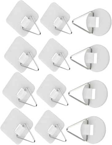 Mipcase 60 Pièces Crochets Adhésifs pour Photos Lot de Supports Ronds Grands Carrés Petits Carrés Fixations Invisibles pour Décoration Murale Assiettes pour Art Photos