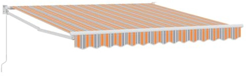 vidaXL Toldo Rayado Manual Multicolor 3 x 2,5 m Poliester y Metal, Solución para Sombras en Balcón, Protección Solar Resistente, Toldo Retráctil, Materiales UV para Exterior