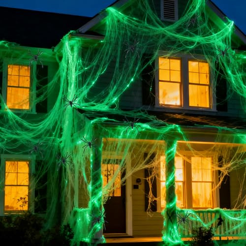 Gubuyi Halloween 100g Decorazione Ragnatela con 30 Ragni Finti | Ragnatela Decorativa per Halloween, Decorazione Spaventosa, Stretch Ragnatele Estensibili Bianca, per Interni Esterni Feste