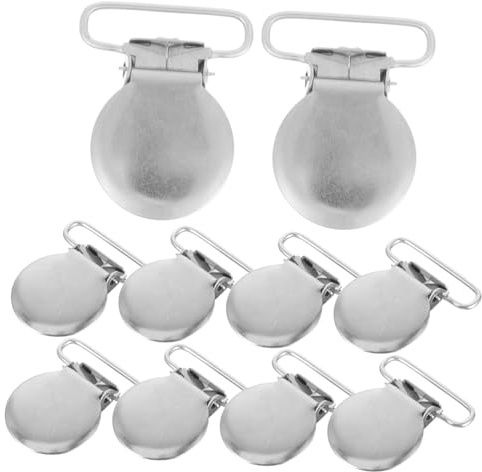Mehrzweck Beißringclip 10 Stück 25mm aus Metall | Silberne Runde Clips, für Kinderwagen und Unterwegs, Kompakt, Hält Zubehör Sicher im Beutel