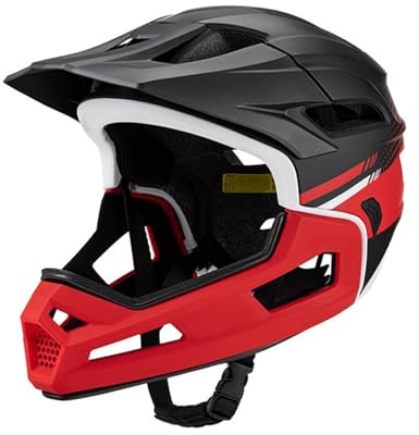 perfk Casco Integrale da Bici con Fodera Rimovibile E Lavabile, Attrezzatura da Ciclismo, Casco da Mountain Bike per Donne, Uomini E Adulti, attività all, Rosso Nero
