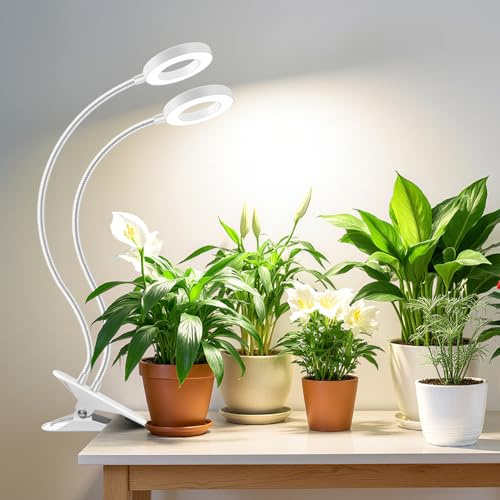 Wiaxulay Pflanzenlampe LED, 3.5in Vollspektrum 6500K Clip Grow Lampe | Pflanzenlicht für Pflanzenständer/Schreibtische mit 360° Schwanenhals, 3 Farbtemperatur, 6/12/16H Timer, 5 Helligkeit