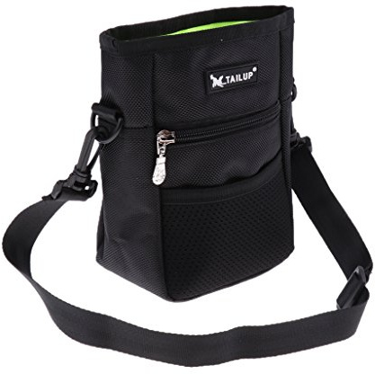 D DOLITY Futtertasche für Hunde | Leckerlitasche für Hundetraining | Leckerlibeutel mit Schultergurt | Futterbeutel Snackbeutel Hundeleckerlitasche für Outdoor Hunde Aktivitäten - Schwarz