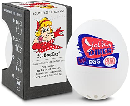 50er PiepEi - Singende Eieruhr zum Mitkochen - Eierkocher für 3 Härtegrade - 70. Geburtstag - Lustiges Kochei - Musik Eggtimer - Brainstream