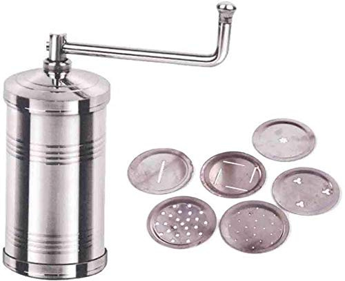 Tanish Trading Stainless Steel Sev Sanch Maker,Pasta Maker, Stainless Steel Namkeen Bhujiya Sevaiya Sev Chakli Gathiya Sancha Murukku Grater Cookies Maker with 6 Jalis (silver)