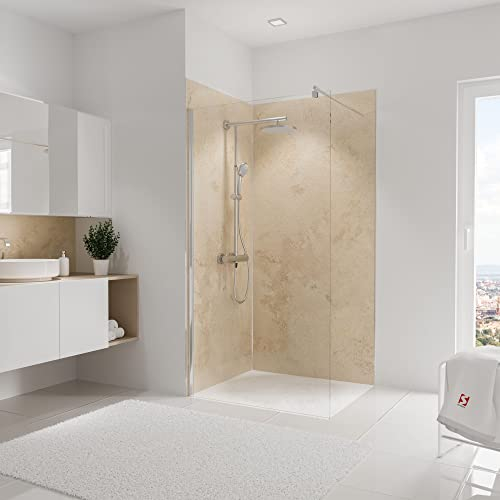 Schulte DecoDesign Set für Ecke, 2x Wandverkleidung, Motiv: Stein Kalkstein-hell, Größe: 210 x 100 cm, Fliesenersatz, D1901021-2-F 604