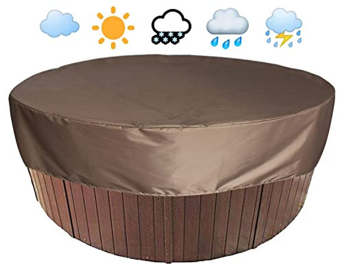 Outdoor SPA Whirlpool Abdeckung Runder Allwetter Garten Whirlpool Abdeckung wasserdichte, UV Beständige SPA Pool Staubschutz,Pool winterplane für Badewannen Freien,Braun,190x90cm