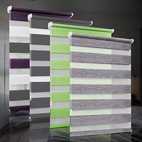 bobodeco Doppelrollo klemmfix ohne Bohren Duo Rollos für Fenster mit Klemmträger, Fensterrollo lichtdurchlässig & verdunkelnd Wandmontage Sichtschutz - Dunkelgrau B60 x H120 cm