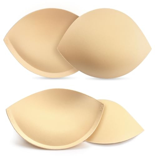 KSang Women's Push Up Bra Pads Inserts 2 Pairs Breast Enhancer Cups Add 1-2 Cup Sizes Instantly A/B, C Cup Available - A Beige