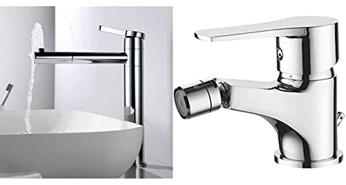 Ibergrif M11299 Rubinetto per lavabo alto, Rubinetto per lavabo girevole a 360° & Star, Miscelatore Bidet Bagno Monocomando, Bidè per Lavabo