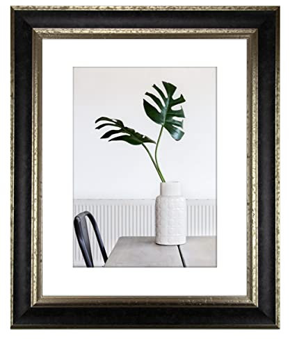 myposterframe Bilderrahmen Echtholz 28 x 43 cm Dysnomia – Edler Barockrahmen für Bilder, Photos & Gemälde – Hoch- & Querformat möglich – Schwarz Silber