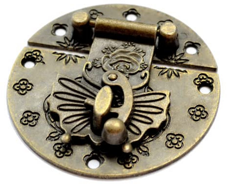 2 Pcs Decorative Bronze Hasp Latches Vintage Hook Lock Antique Right Latch Toggle Snap Closure Swing Lock Clasp with Screw for Furniture Wood Case Jewelry Box Craft Chest Big Large Size (Dia:2-1/4)