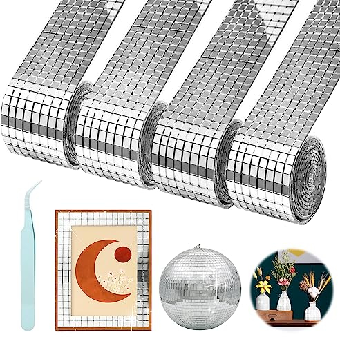 6000 Pièces Carreaux De Mosaïque, Mini Miroir Mosaïque Autocollants, Autocollants Carrés Verre Miroirs Auto-Adhésifs Autocollant Mosaique Verre Carrelage Pour Bricolage Décoration Disco Party(5x5 mm)