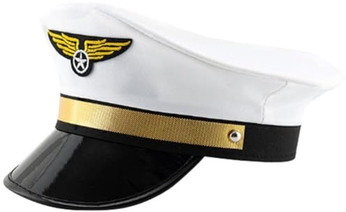 Aviation Octagonal Hat - Verstellbar mit Abzeichen, Pilotenhut für Maskeradenparty