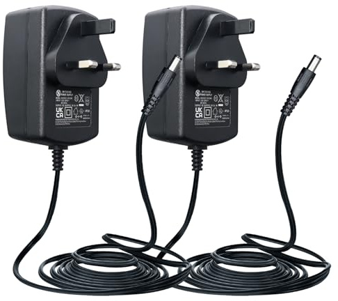 2Pack 12V 3A/3000mA 1.8M Long Power Supply Adapter, AC 100-240V to DC 12V 3A 36W Switching Adapter 5.5x2.1mm Wall Transformer Plug for LED Strip Lights,DVR,NVR System and More,UKCA Certified