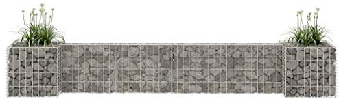 Gecheer Silver Steel Wire Gabion Planter, 260x40x40 cm, High Load Capacity, Easy Assembly - Create Secure Borders for Gardens and Patios Model145658