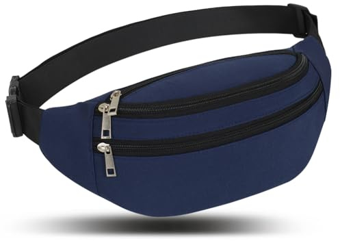 Bauchtasche Gürteltasche Hüfttasche Sport Damen Herren Wasserdicht Bauchtasche Doggy Bag Outdoor Groß Handytasche Umhängetasche Camping Wandern Fitness Fahrrad Running (Navy Blau)