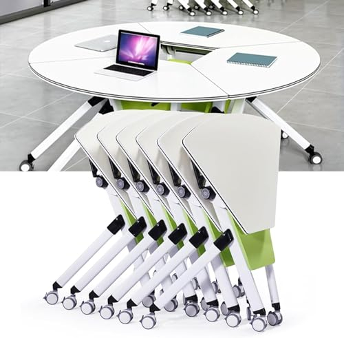 YUZDNM 6PCS Konferenztisch - Schreibtisch Klappbar - Besprechungstisch, Klappbarer Konferenzraumtisch, Mobiler Sector-Flip-Top-Schulungstisch Mit Rollen, Klappbarer Runder Besprechungs-Konferenztisch