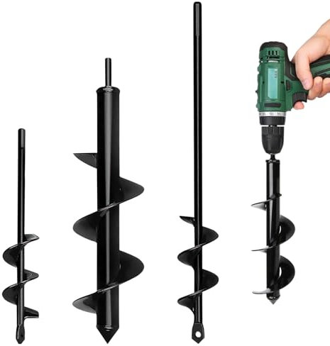 Garden Auger Drill Bit for Planting 4.6x37cm/8x30cm/4x22cm, Bulb Planting Auger, Post Hole Digger,Fence Post Digger Tool,Auger Post Hole Digger for 3/8 Hex Drive