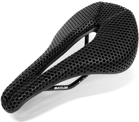 BUCKLOS 3D-bedruckter Fahrradsattel, 143 mm, Fahrradsitz für Herren, ultraleicht, MTB, BMX, Rennrad, Kiessitz, hohl, atmungsaktiv, Fahrradkissen