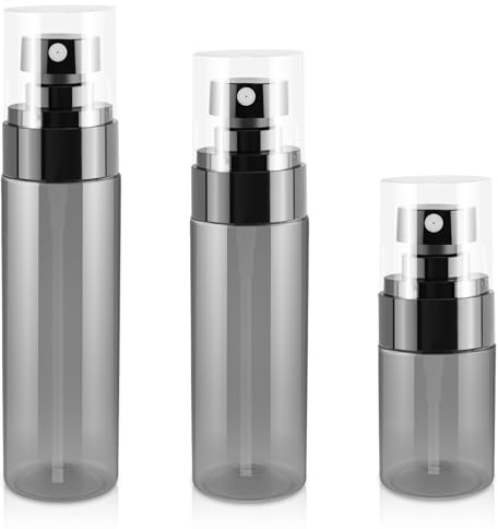 GIVITASOT 3Pack Small Spray Bottle, Black Plastic Fine Mist Mini Spray Bottles, Empty Refillable Travel Mister Spray Bottle for Hair, Cleaning, Salons, Planting, Skin Care