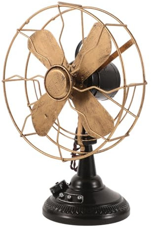 ULDIGI Modelo De Ventilador Vintage De Hierro Forjado Tamaño Mediano, Color Cobre Retro, Decoración De Mesa, Adorno Decorativo Para Hogar y Oficina, Pieza Única De Estilo Clásico