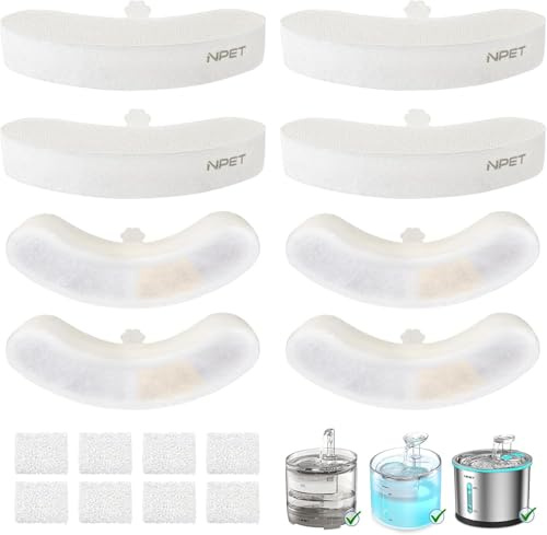 NPET 8 Pack Replacement Filters for WF050 WF100 WF210 Cat Fountain