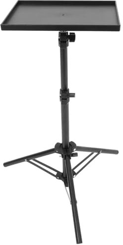 TOYANDONA Projector Stand Laptop Tripod Stand Adjustable Height with Gooseneck Phone Holder DJ Stand Projector Shelf with Tray Laptop Floor Stand for Office Home Black