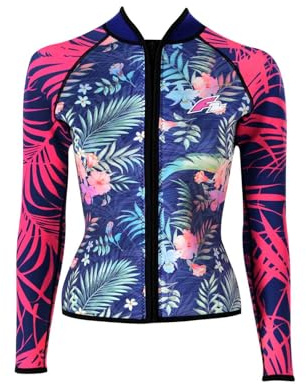 F2 Damen Neopren Oberteil Tropical Jacke Lang 2,5mm Größe wählbar Multicolor