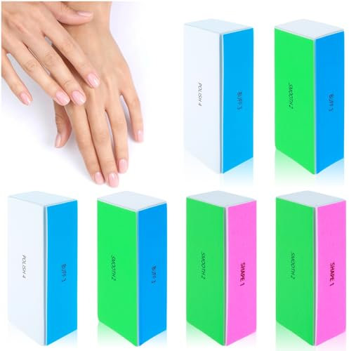ElevateTech Nagelpolierblock 6 Stück Nagelfeilen Block 4-stufig Entfernt Kanten und Erzeugt Sofort Einen Hochglanz Professionelle Nagelfeilen Polierer zum Formen Glätten und Polieren von Nägeln