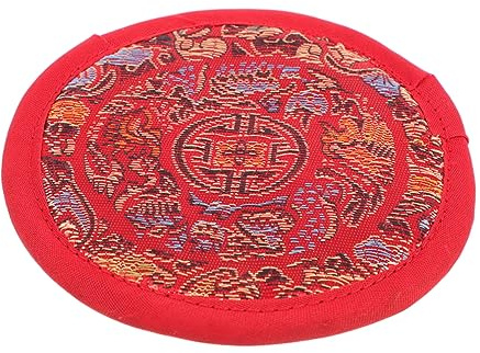 Cuscinetto per Ciotola Buddha Rosso Cotone, Design Compatto | Base Tonda Semplice, Leggero per Uso Buddhista, Supporto per Ciotola Sonora