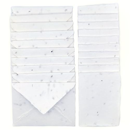 Biglietti di Auguri e Buste in Carta Piantabile Fatta a Mano Vintage, 300 g/m2, Confezione da 10, Made in Italy (Con Semi di Lavanda) (10 Biglietti doppi 7,5x10 cm/Bustine 8,5x11,5 cm)