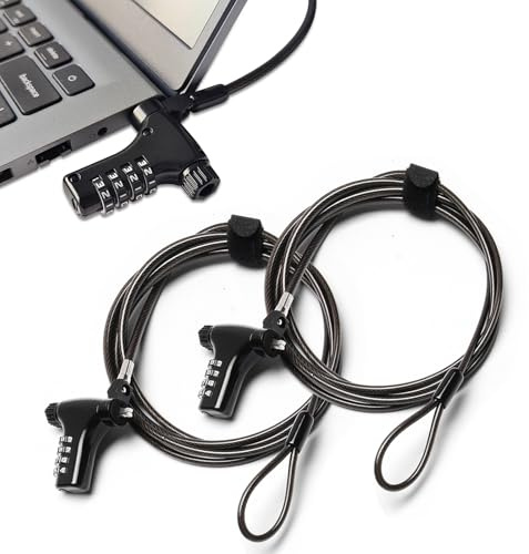 2pack Universal Laptop Security Locks, Laptop Locking Cable with Combination,6.6ft Steel Anti-Theft Computer Cable Lock,Compatible with All Laptops Inc MacBook,Weatherproof（Black ）