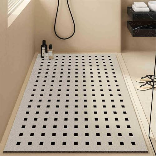 Surwin Duschmatte rutschfest PVC, Luffa Badematte Schnelltrocknend Massage Duschmatten mit Ablaufloch, Weich Komfort Badewannenmatte Antirutschmatte Badewanne (Schwarz A,50x80cm)