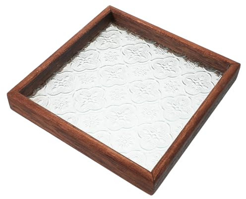 PACKOVE Plateau Bois pour Bijoux Rangement de Toilette Rustique Plateau de Service Polyvalent Vide-poches Bois Massif
